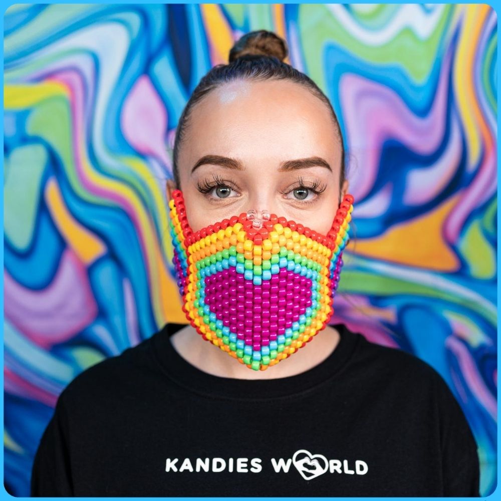 Rainbow Love Full Face Kandi Mask