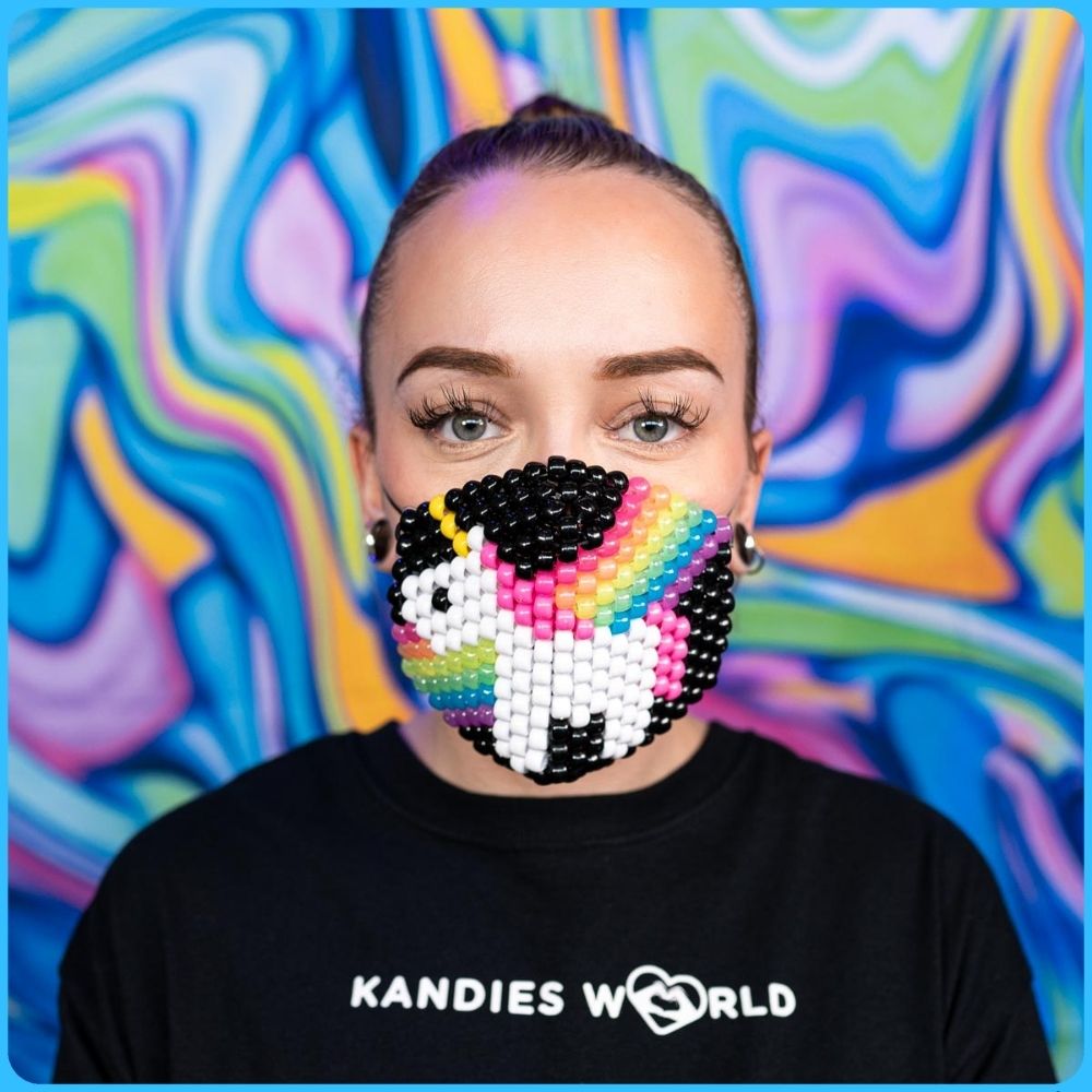 Rainbow Unicorn Glow-In-The-Dark Surgical Kandi Mask