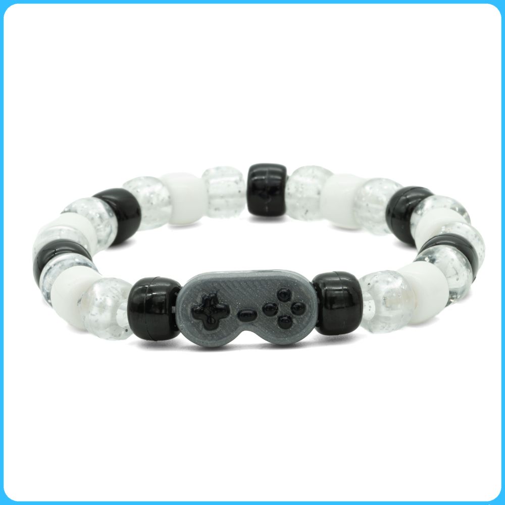 Grey Retro Controller Kandi Bracelet