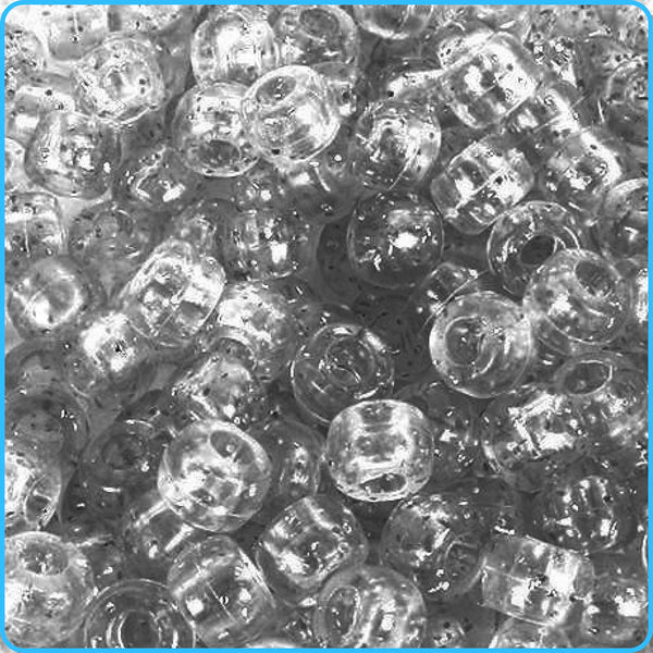 Clear Glitter Pony Beads - 9mm - 300/Pack