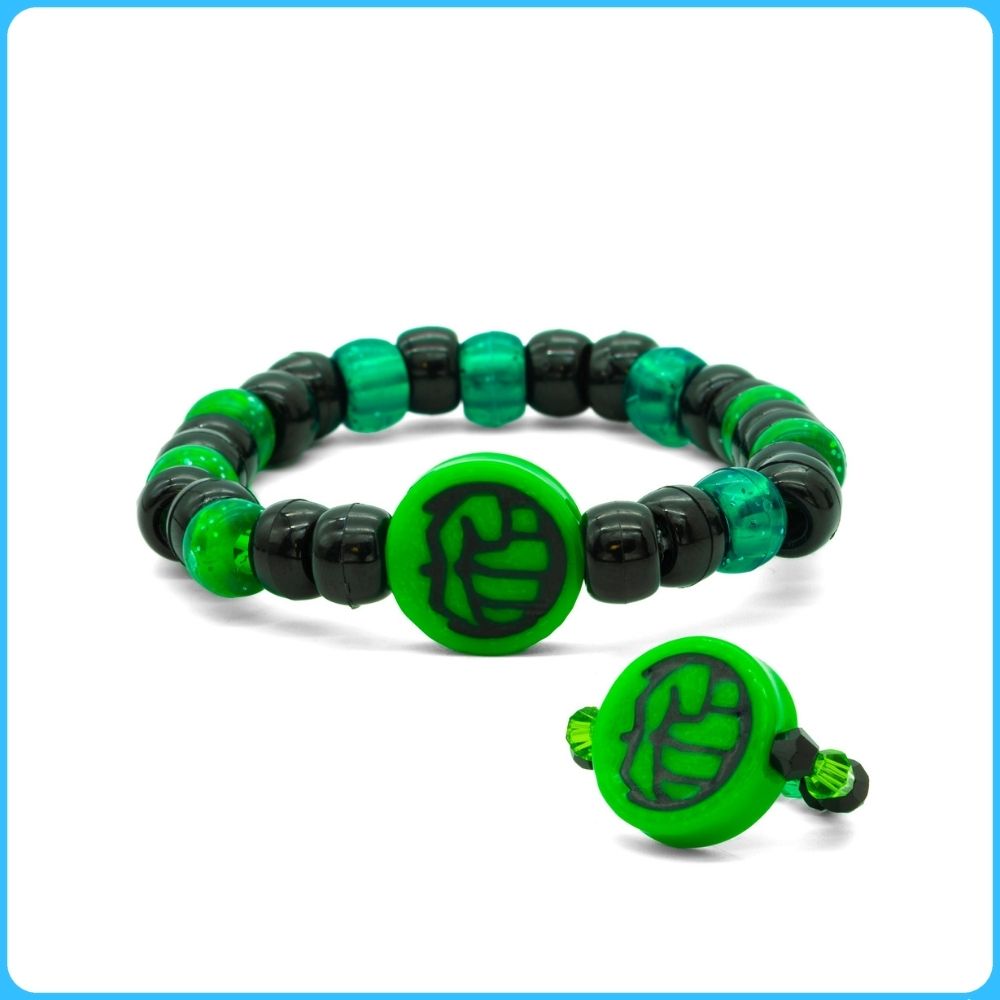 Hulk Kandi Ring & Bracelet - 2/Pack