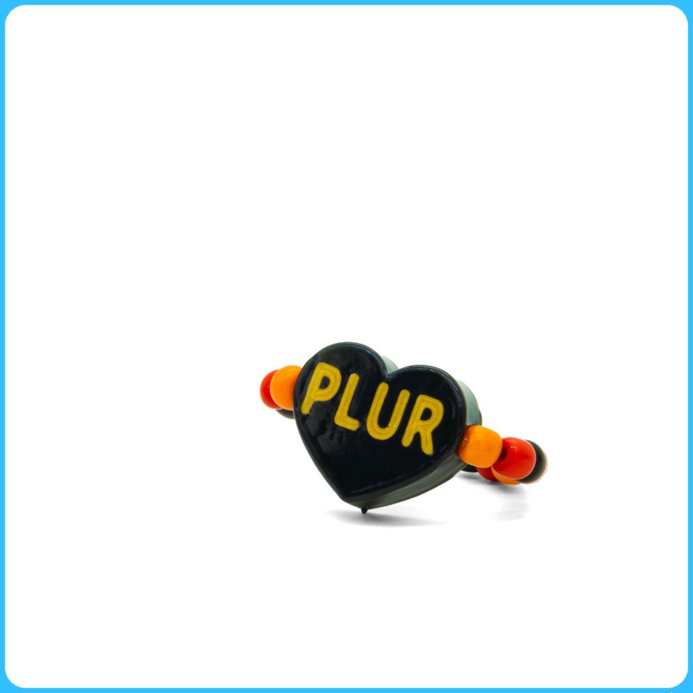 Black PLUR Heart Kandi Ring