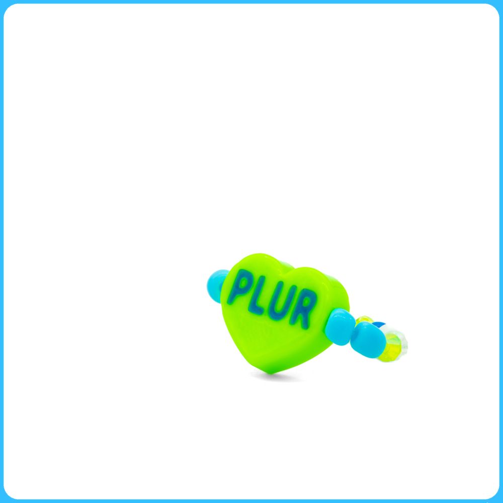 Green PLUR Heart Kandi Ring