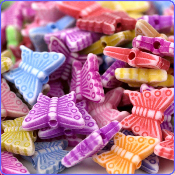 Pastel Butterfly Beads 150/Pack