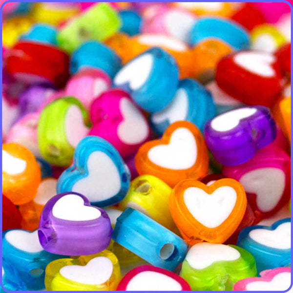 Electric Heart Beads - 125/Pack