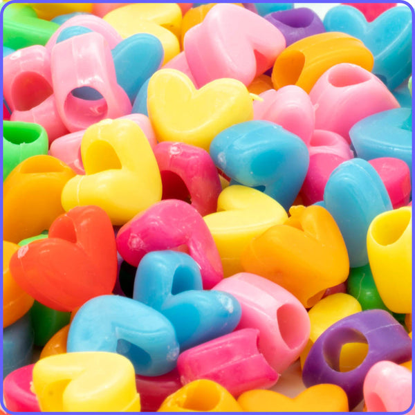 Multicolor Heart Beads - 150/Pack