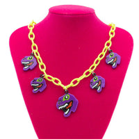 Small Dino Necklace - Custom Festival Jewelry - Kandi Pendant Necklace - Rave Wear - Adjustable - Rave Gifts - Handmade Rave Accessories