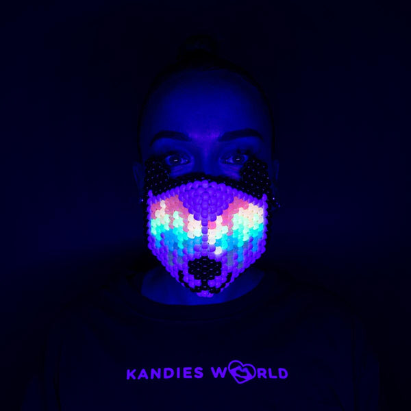 Trippy Acid Panda Bear Glow-in-the-Dark Surgical Kandi Face Mask