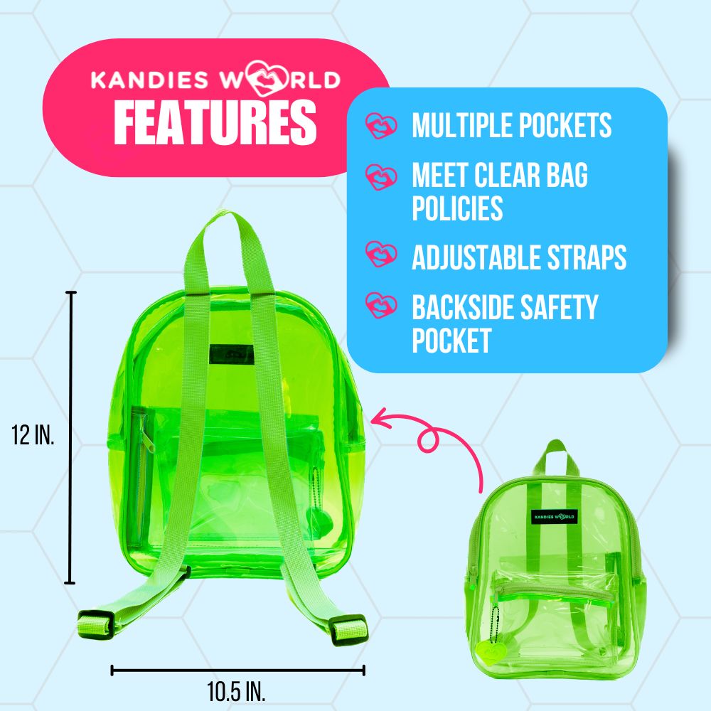 green clear light up mini backpack Green Clear Backpack | Festival Stadium Bag