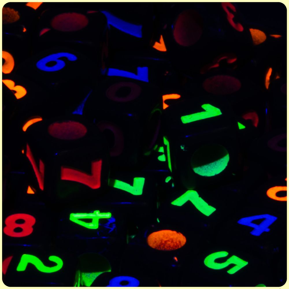 Black Electric Fluorescent UV Reactive Number Beads - 100 Beads/Pack