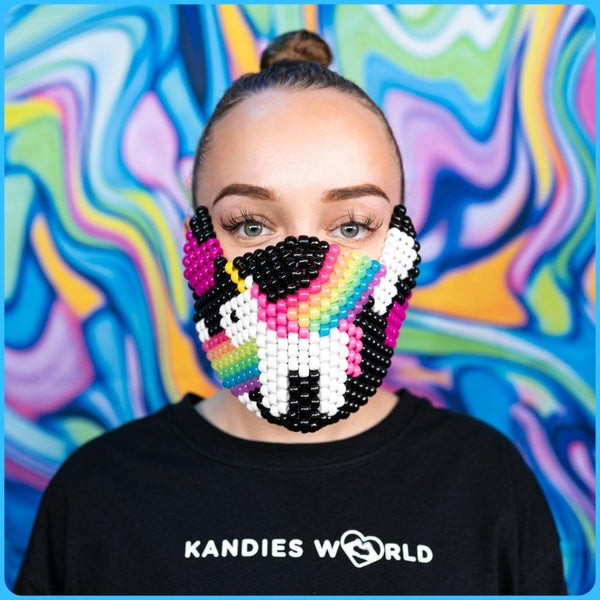 Glow-in-the-Dark Rainbow Unicorn Full Face Kandi Mask