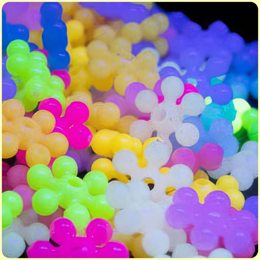 UV Fluorescent Daisy Flower Beads - 150/Pack