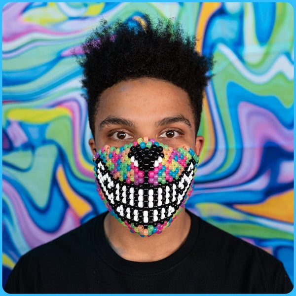 Trippy Glow Cheshire Cat Full Face Kandi Mask