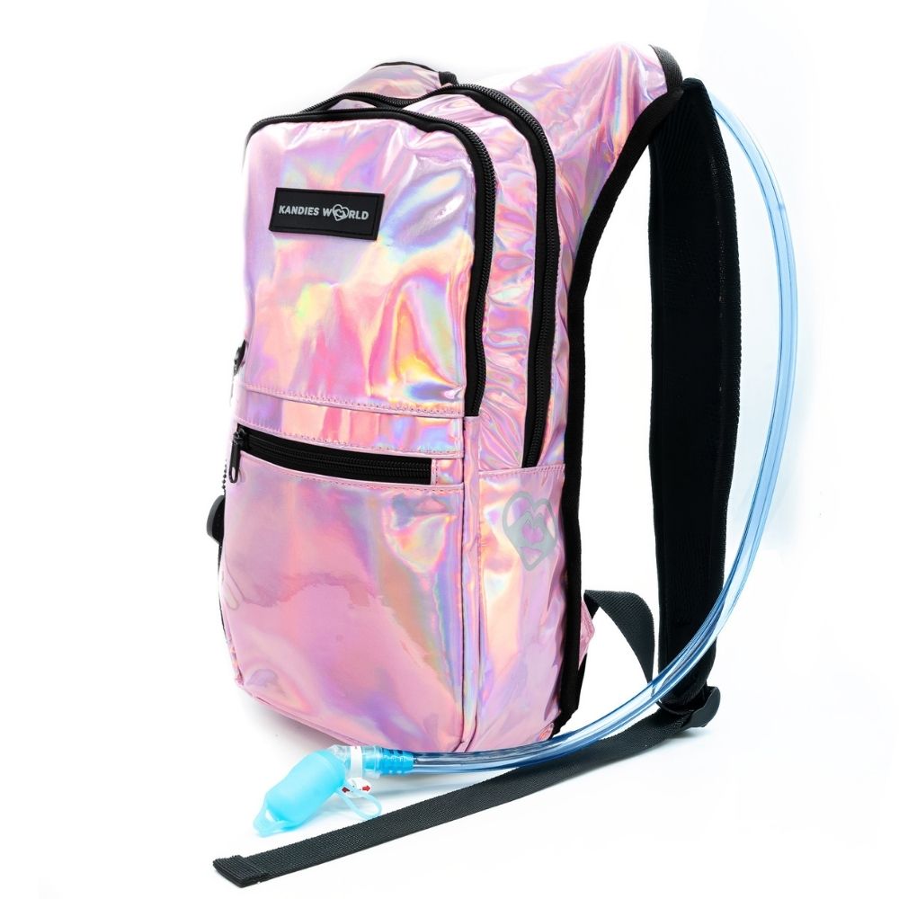 rains pink holographic backpack Pink Holographic Hydration Pack