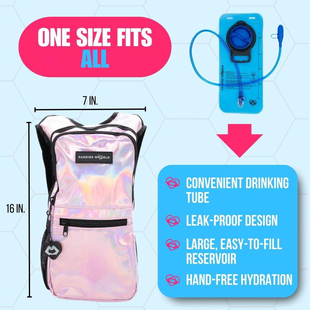 holographic disco mini hydration backpack Pink Holographic Hydration Pack