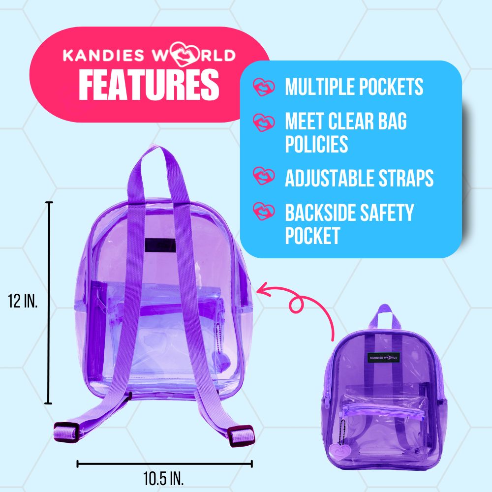 adidas clear backpack purple Purple Clear Backpack | Festival Stadium Bag