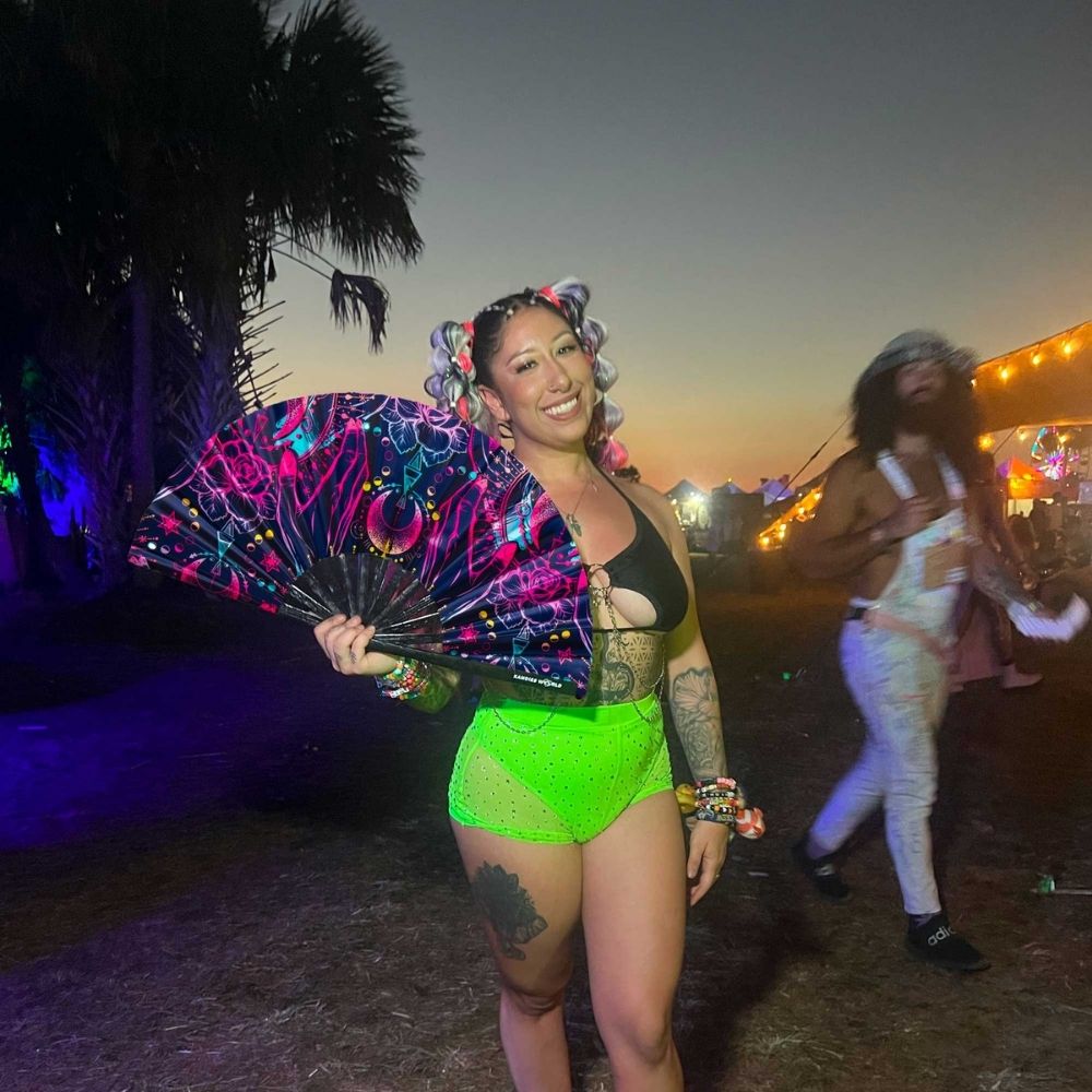 Astro Lunar Rave Fan | UV Reactive Festival Hand Fan – Kandies World
