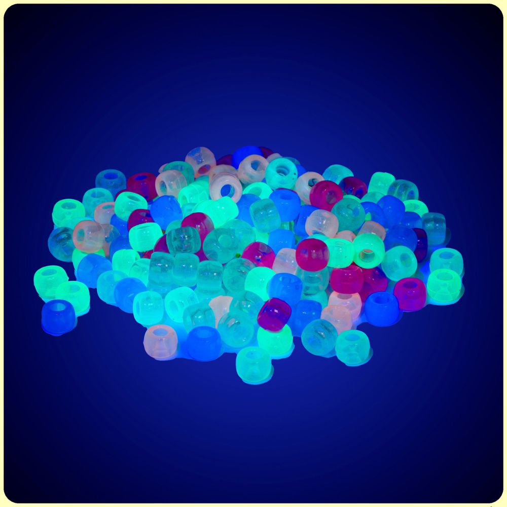 Multicolor Glow-In-The-Dark Pony Beads - 9mm - 300/Pack