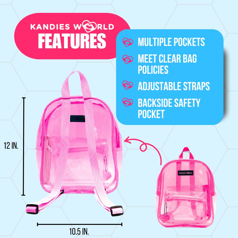adidas clear backpack pink Pink Clear Backpack | Festival Stadium Bag