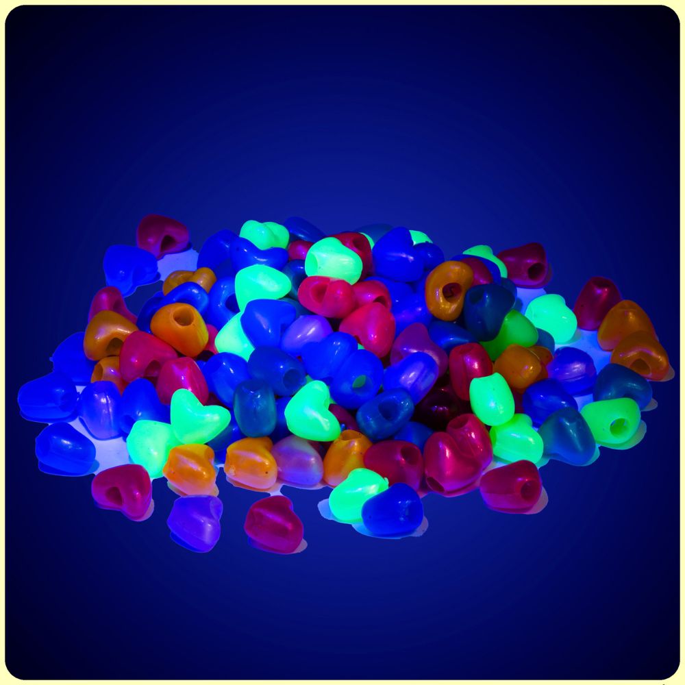 UV Fluorescent Heart Beads | 150-450/Beads