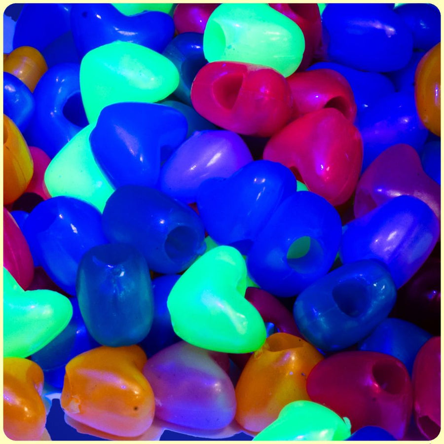 UV Fluorescent Heart Beads