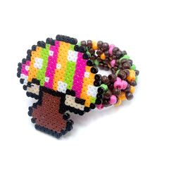 Rainbow Mushroom Kandi Cuff Bracelet