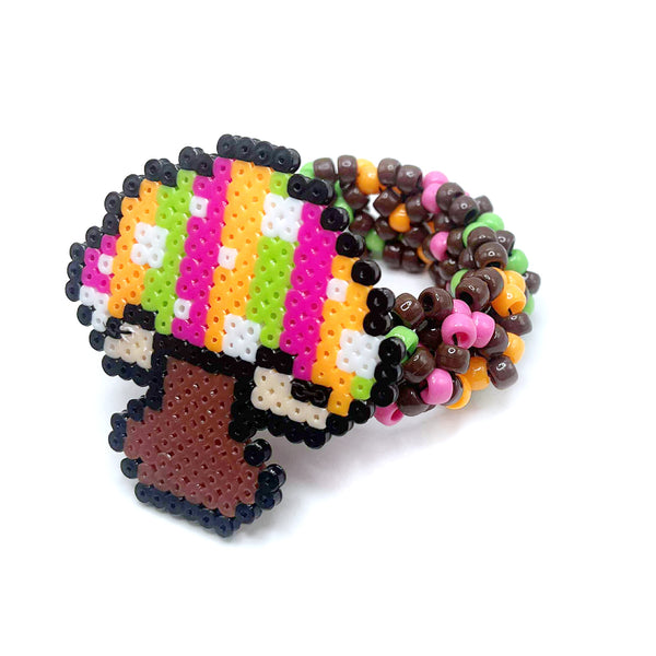 Mushroom Kandi Cuff Bracelet