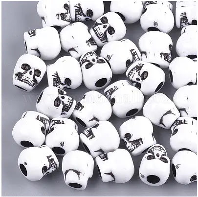 Black & White Skull Beads - 50/Pack