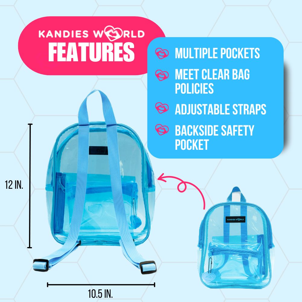 amaxon basics stadium approved mini backpack clear Blue Clear Backpack | Festival Stadium Bag