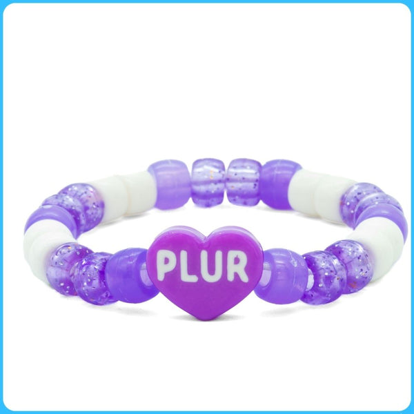 Purple PLUR Heart Kandi Bracelet