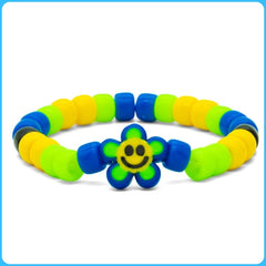 Blue Smiley Flower Kandi Bracelet