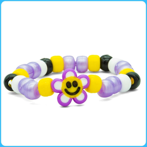 Purple Smiley Flower Kandi Bracelet