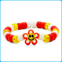 Red Smiley Flower Kandi Bracelet