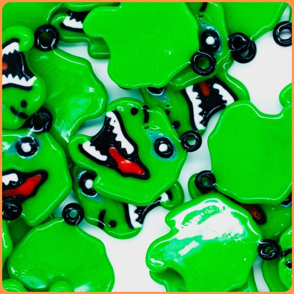 Green Dinosaur Custom Bead Charms