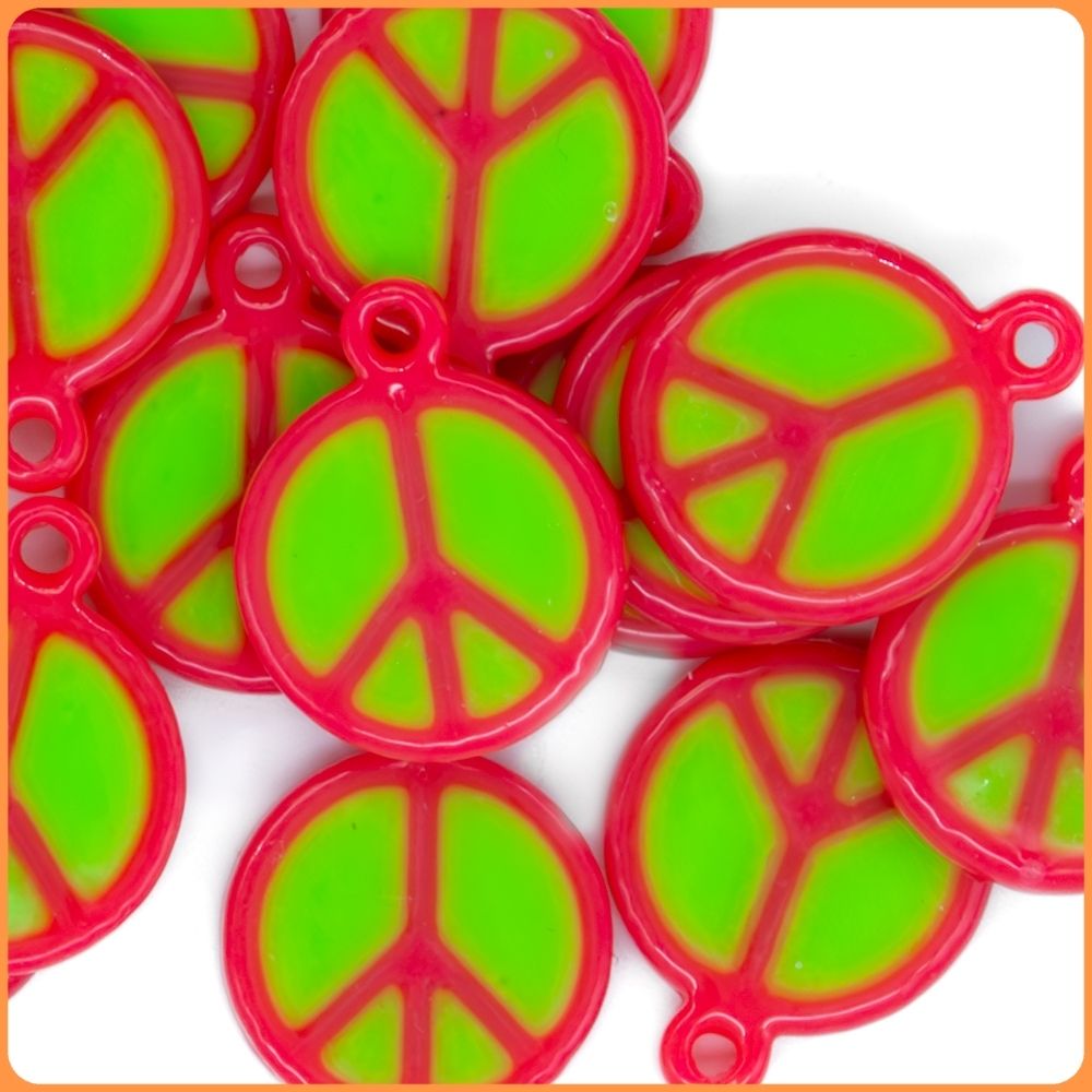 Pink Peace Sign Custom Bead Charms