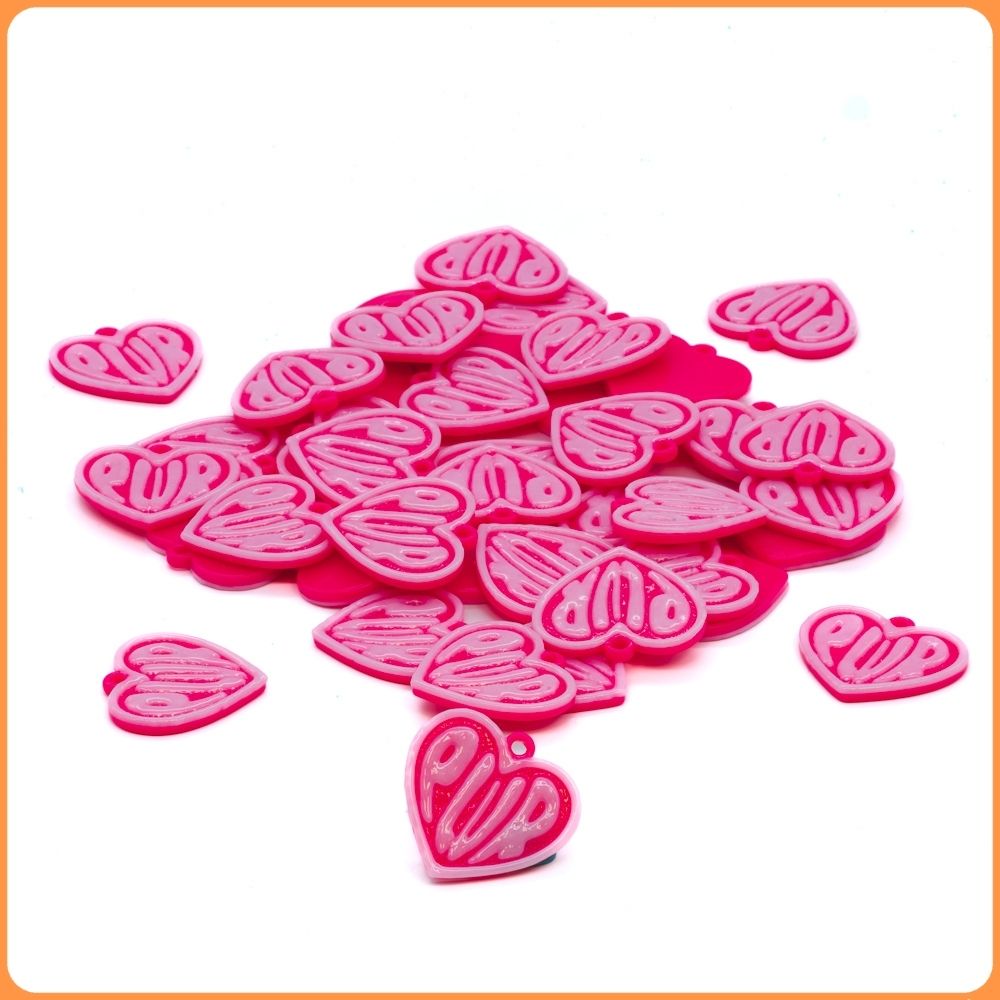Pink PLUR Heart Custom Bead Charms