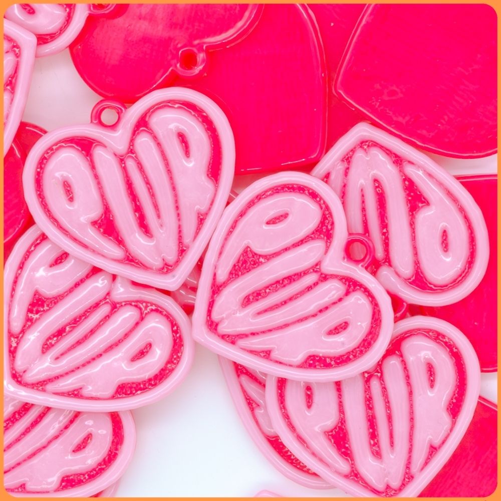 Pink PLUR Heart Custom Bead Charms