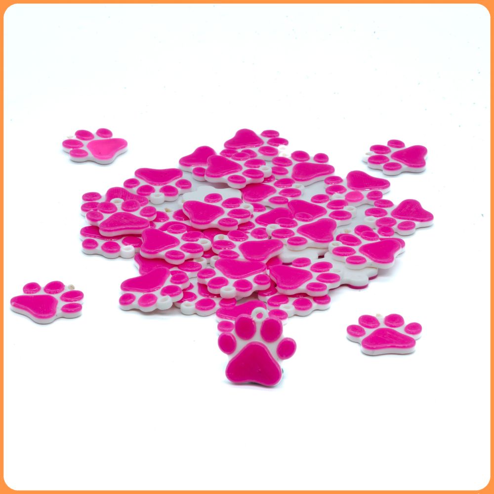 Pink Robo Kitty Paw Custom Bead Charms