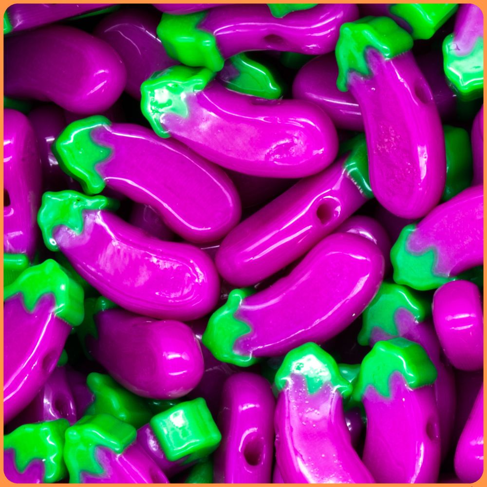 Eggplant Emoji Custom Beads