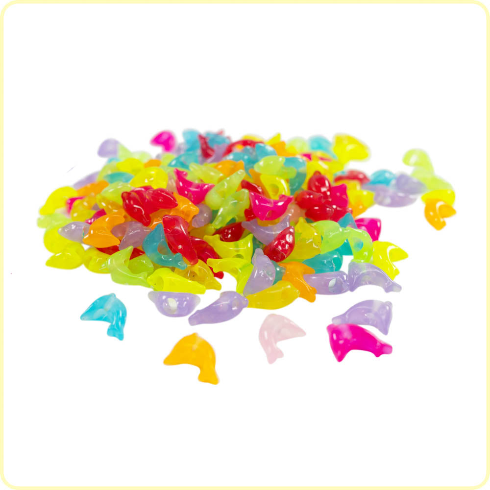 Neon Fluorescent UV Dolphin Beads - 75/Pack