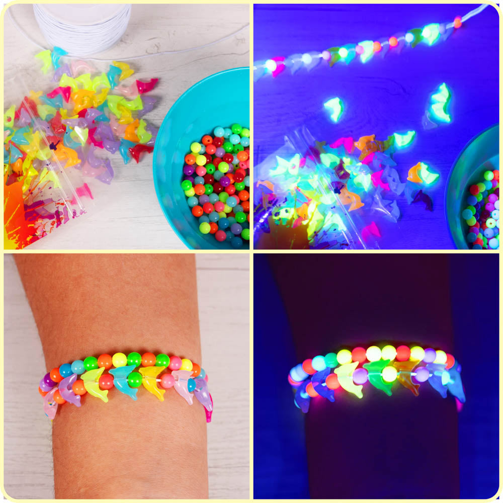 Neon Fluorescent UV Dolphin Beads - 75/Pack