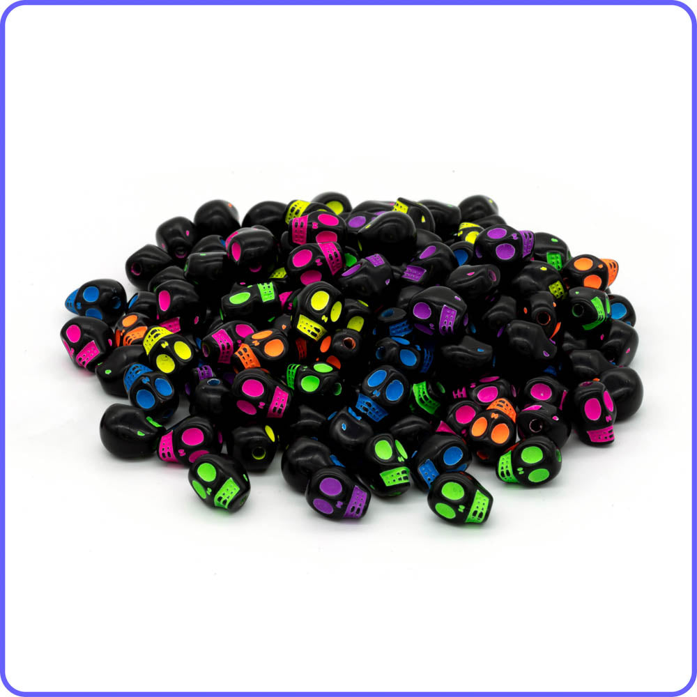 Black UV Skeleton Head Beads - 75/Pack