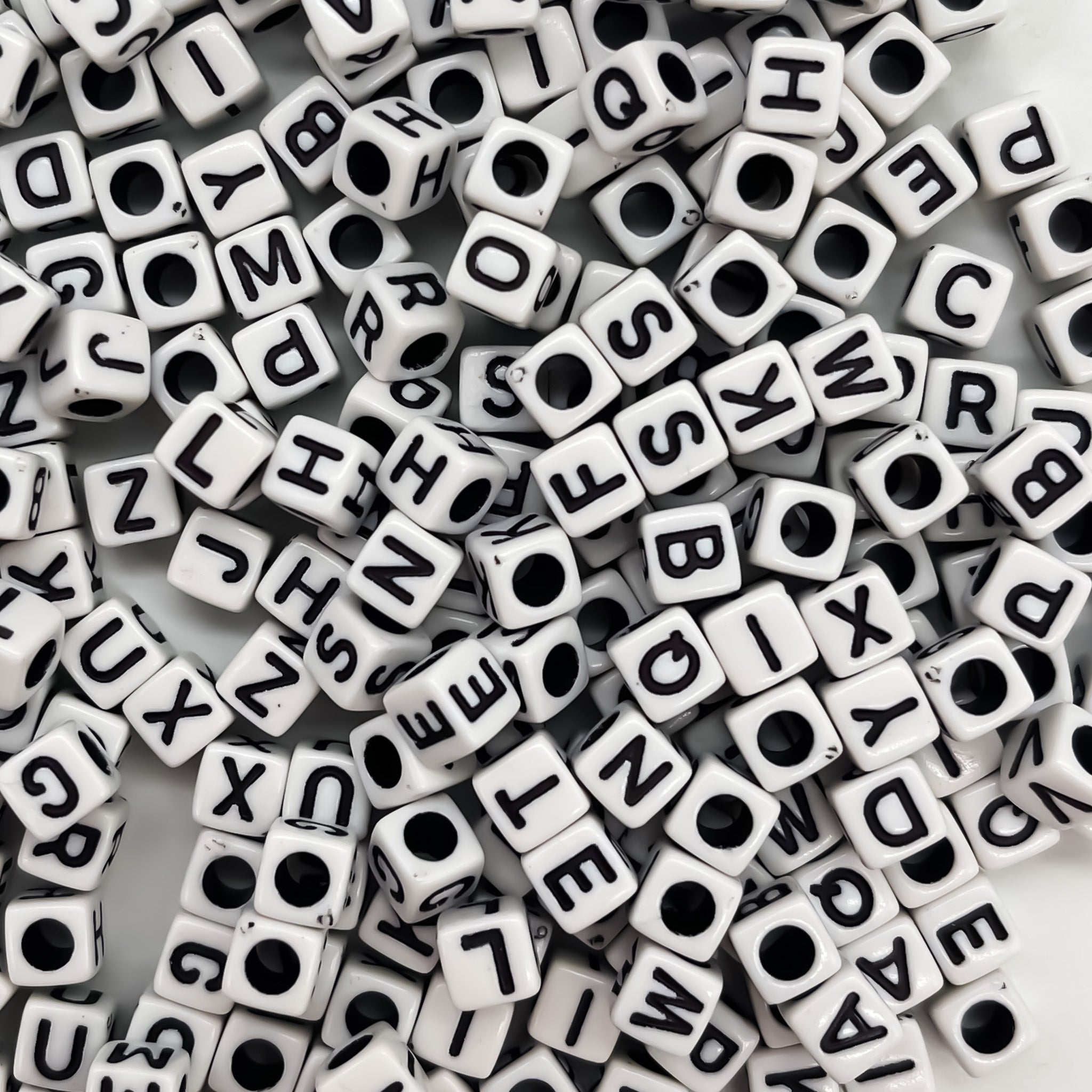 Alphabet White Cube Beads - 7mm * 6mm - 300/Pack