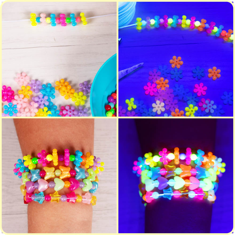 UV Fluorescent Daisy Flower Beads - 150/Pack