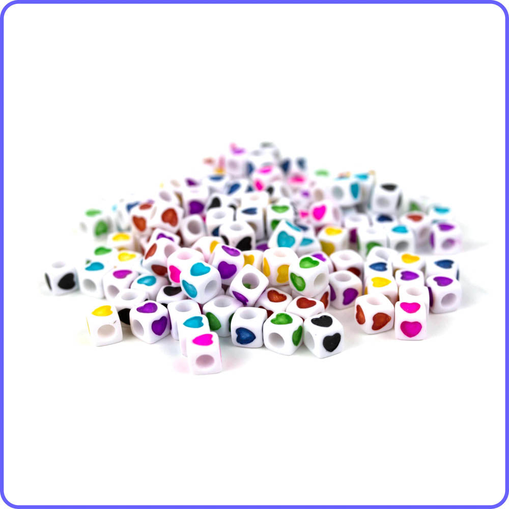 Cube Heart Beads - 150/Pack