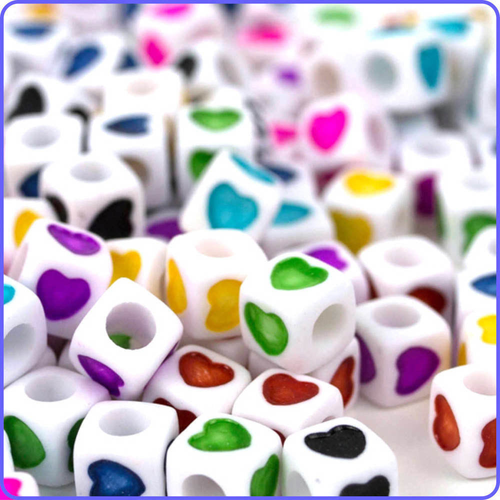 Cube Heart Beads - 150/Pack
