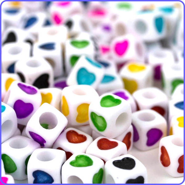 Cube Heart Beads - 150/Pack