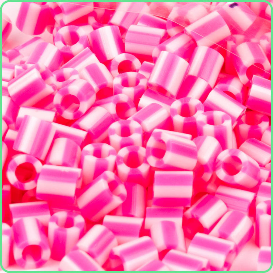 Candy Pink Stripes Fuse Beads - 5mm - 300/Pack