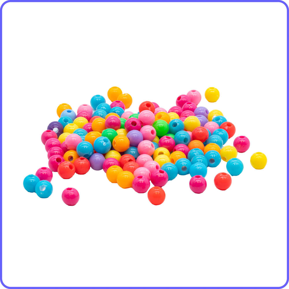 Multicolor Pastel Round Pony Beads - 9mm - 300/Pack