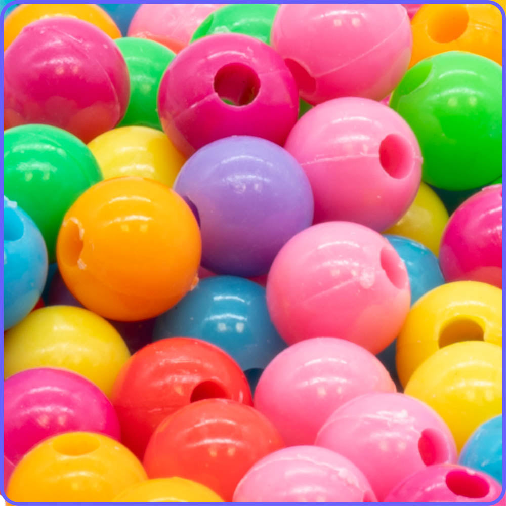 Multicolor Pastel Round Pony Beads - 9mm - 300/Pack